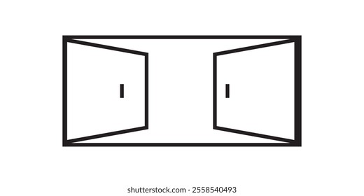 Exit door editable stroke outline icon isolated on white background flat vector illustration.