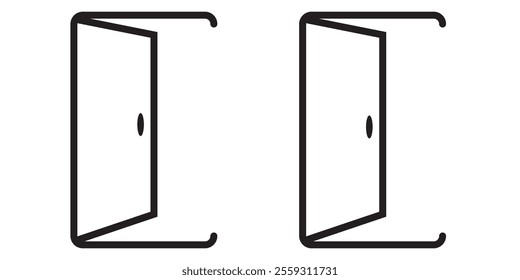 Exit door editable stroke outline icon isolated on white background flat vector illustration. 