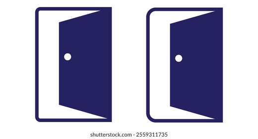 Exit door editable stroke outline icon isolated on white background flat vector illustration. 