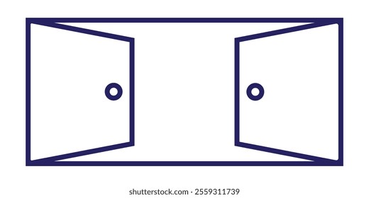 Exit door editable stroke outline icon isolated on white background flat vector illustration. 