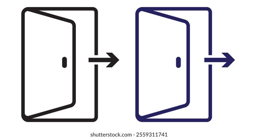 Exit door editable stroke outline icon isolated on white background flat vector illustration. 