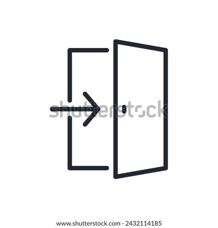 Exit door editable stroke outline icon isolated on white background flat vector illustration. Pixel perfect. 64 x 64