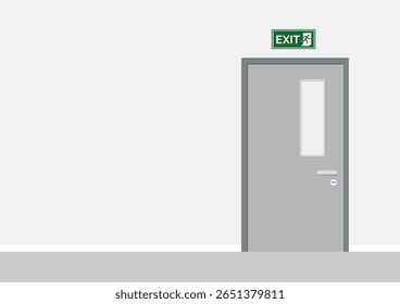 Exit door. Emergency escape and evacuation in flat style. Vector stock