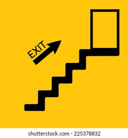 exit door : emergency door on yellow background vector
