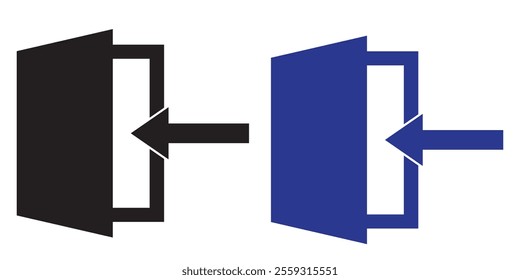 exit, door, entrance, icon, arrow, enter, outline, escape, room, vector, business, icons, isolated, office, art, house, illustration, computer, home, building, interior, black, architecture, button, 