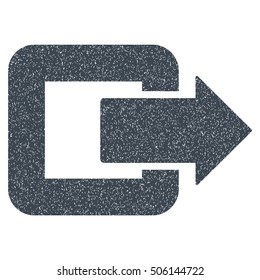 Exit Door grainy textured icon for overlay watermark stamps. Flat symbol with dust texture. Dotted vector smooth blue ink rubber seal stamp with grunge design on a white background.