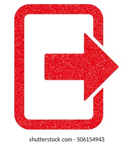 Exit Door grainy textured icon for overlay watermark stamps. Flat symbol with unclean texture. Dotted vector red ink rubber seal stamp with grunge design on a white background.