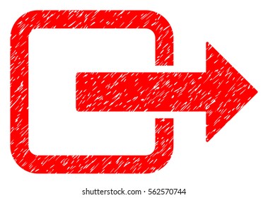 Exit Door grainy textured icon for overlay watermark stamps. Flat symbol with scratched texture. Dotted vector red ink rubber seal stamp with grunge design on a white background.
