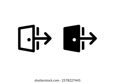 Exit Door Icon with Arrow Symbol Vector