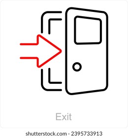 Exit and exit door icon concept