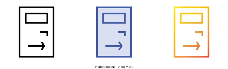 exit door icon. Linear, Blue Fill and Gradient Style Design Isolated On White Background
