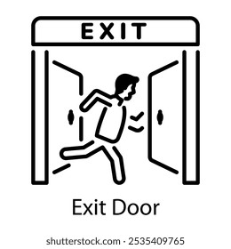 Icono de la puerta de salida en estilo de contorno