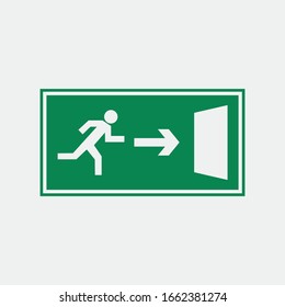 exit door icon running to emergency exit door vector icon green