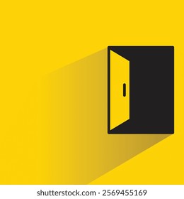 exit door icon with shadow on yellow background