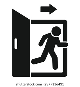Exit door icon simple vector. Help people. Person leaving