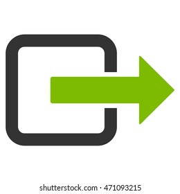 Exit Door icon. Vector style is bicolor flat iconic symbol with rounded angles, eco green and gray colors, white background.