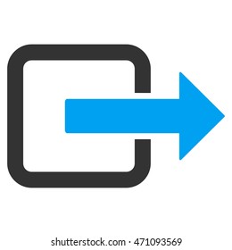 Exit Door icon. Vector style is bicolor flat iconic symbol with rounded angles, blue and gray colors, white background.