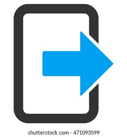 Exit Door icon. Vector style is bicolor flat iconic symbol with rounded angles, blue and gray colors, white background.
