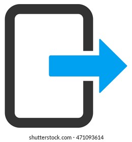 Exit Door icon. Vector style is bicolor flat iconic symbol with rounded angles, blue and gray colors, white background.