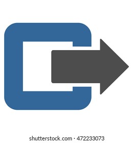 Exit Door icon. Vector style is bicolor flat iconic symbol with rounded angles, cobalt and gray colors, white background.