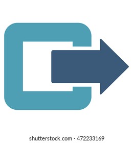 Exit Door icon. Vector style is bicolor flat iconic symbol with rounded angles, cyan and blue colors, white background.