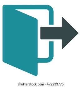 Exit Door icon. Vector style is bicolor flat iconic symbol with rounded angles, soft blue colors, white background.