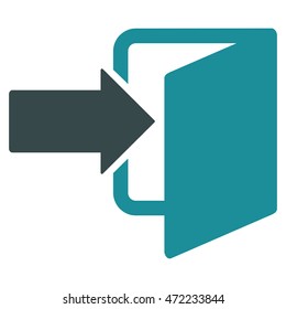 Exit Door icon. Vector style is bicolor flat iconic symbol with rounded angles, soft blue colors, white background.