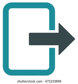 Exit Door icon. Vector style is bicolor flat iconic symbol with rounded angles, soft blue colors, white background.