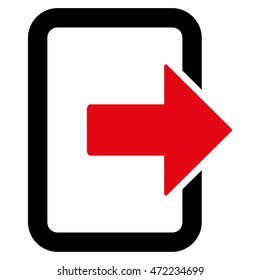 Exit Door icon. Vector style is bicolor flat iconic symbol with rounded angles, intensive red and black colors, white background.