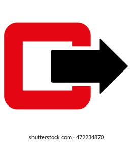 Exit Door icon. Vector style is bicolor flat iconic symbol with rounded angles, intensive red and black colors, white background.