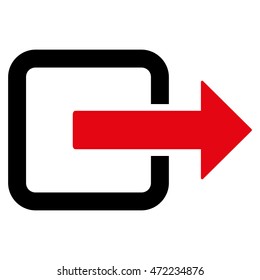 Exit Door icon. Vector style is bicolor flat iconic symbol with rounded angles, intensive red and black colors, white background.