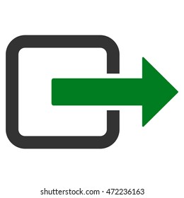 Exit Door icon. Vector style is bicolor flat iconic symbol with rounded angles, green and gray colors, white background.