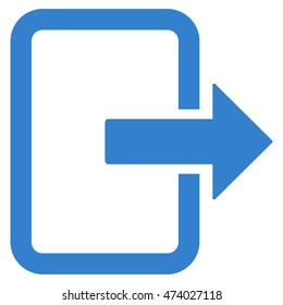Exit Door icon. Vector style is flat iconic symbol with rounded angles, cobalt color, white background.