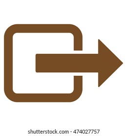 Exit Door icon. Vector style is flat iconic symbol with rounded angles, brown color, white background.