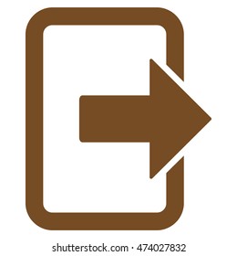 Exit Door icon. Vector style is flat iconic symbol with rounded angles, brown color, white background.