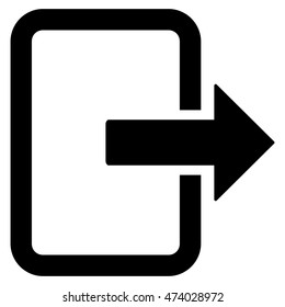 Exit Door icon. Vector style is flat iconic symbol with rounded angles, black color, white background.