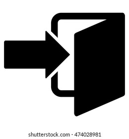Exit Door icon. Vector style is flat iconic symbol with rounded angles, black color, white background.