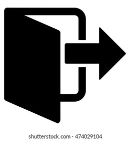 Exit Door icon. Vector style is flat iconic symbol with rounded angles, black color, white background.
