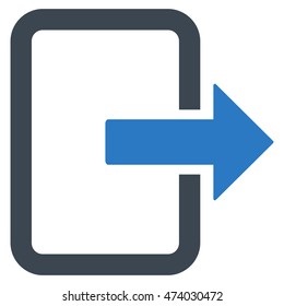 Exit Door icon. Vector style is bicolor flat iconic symbol with rounded angles, smooth blue colors, white background.