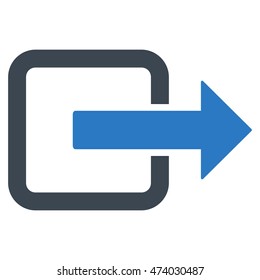 Exit Door icon. Vector style is bicolor flat iconic symbol with rounded angles, smooth blue colors, white background.