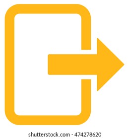 Exit Door icon. Vector style is flat iconic symbol with rounded angles, yellow color, white background.