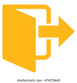 Exit Door icon. Vector style is flat iconic symbol with rounded angles, yellow color, white background.