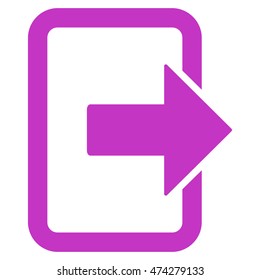 Exit Door icon. Vector style is flat iconic symbol with rounded angles, violet color, white background.