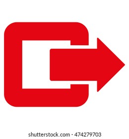 Exit Door icon. Vector style is flat iconic symbol with rounded angles, red color, white background.