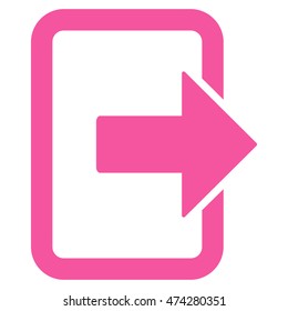 Exit Door icon. Vector style is flat iconic symbol with rounded angles, pink color, white background.