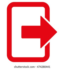 Exit Door icon. Vector style is flat iconic symbol with rounded angles, red color, white background.
