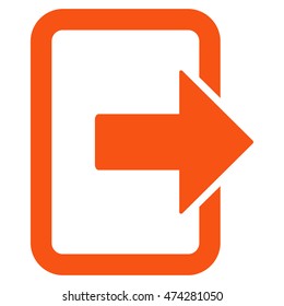 Exit Door icon. Vector style is flat iconic symbol with rounded angles, orange color, white background.
