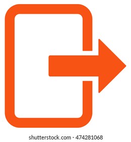 Exit Door icon. Vector style is flat iconic symbol with rounded angles, orange color, white background.