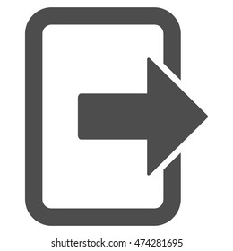 Exit Door icon. Vector style is flat iconic symbol with rounded angles, gray color, white background.
