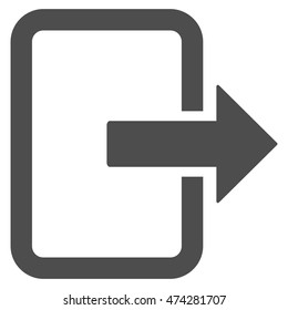 Exit Door icon. Vector style is flat iconic symbol with rounded angles, gray color, white background.